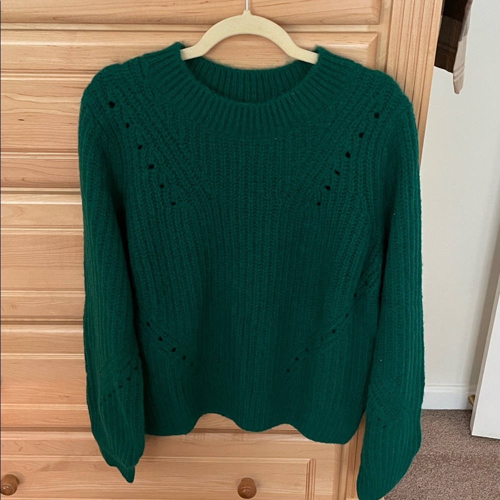 GAP Brushed Wool-Blend Pointelle Crewneck Sweater - Picture 2 of 6